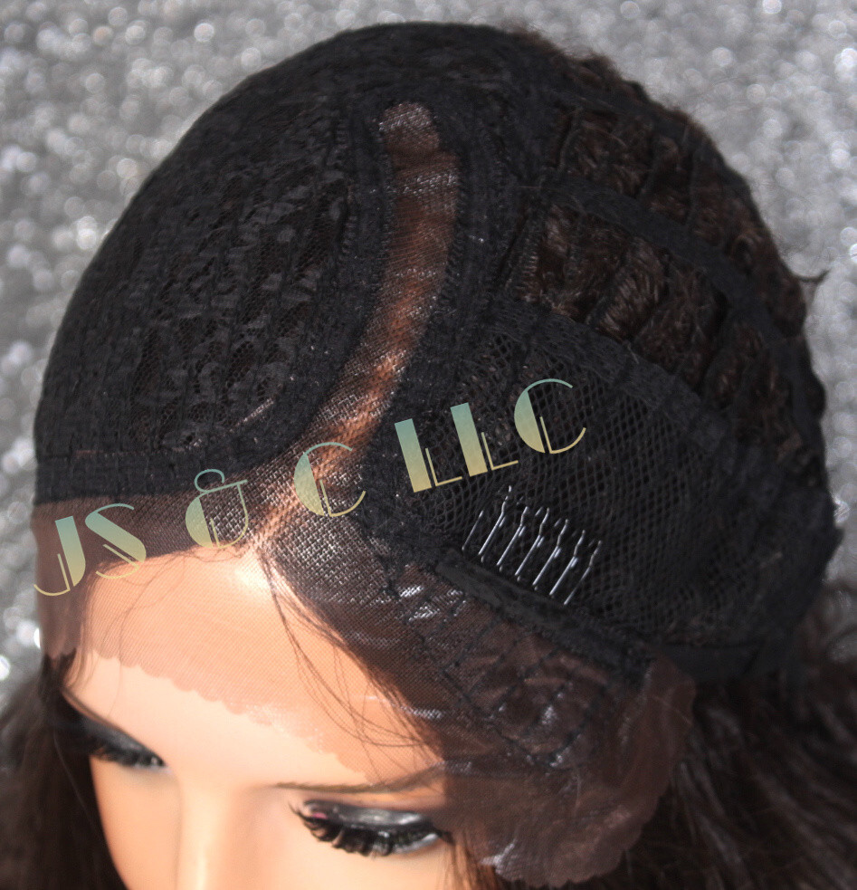 40″ Human Hair Blend Mono Top Full Lace Front Wig Dark Brown Heat OK WBPR 4