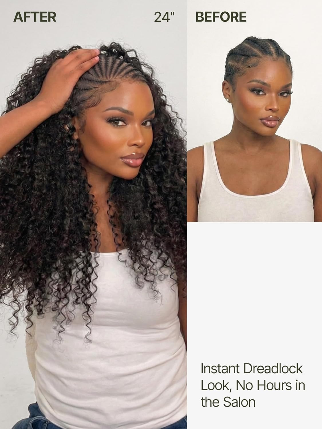 13×6 Cornrow Braided Wig for Black Women Veralux™ Fiber 24 Inches Water Wave Lac