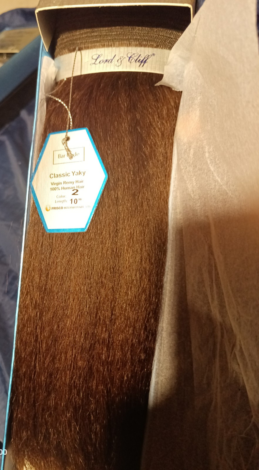 Lord and Cliff 100% Human Hair, Yaki Virgin Remy, Color 2, 10″