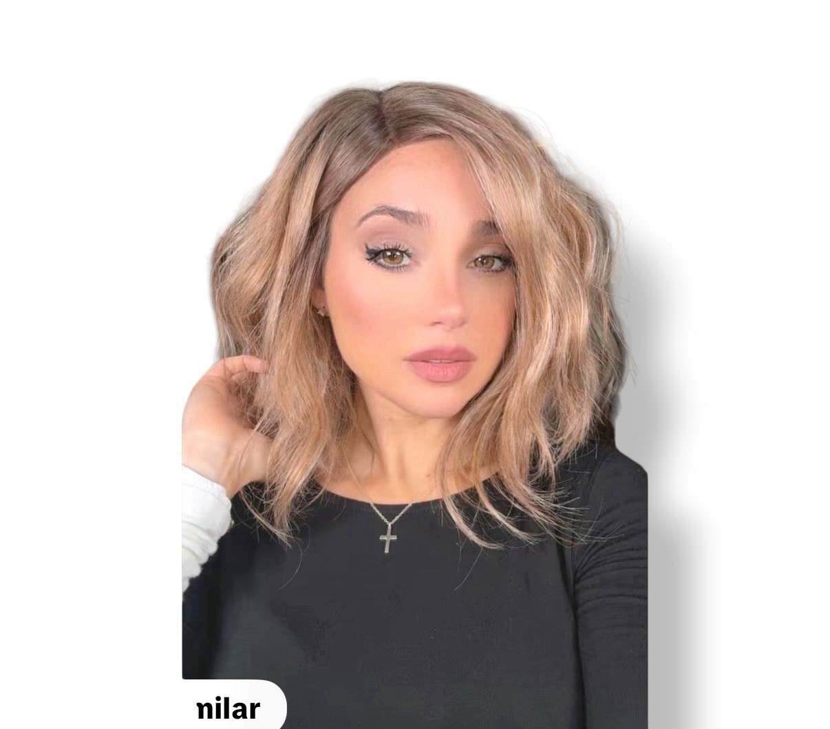EllaRae Janie Wig Blonde Wavy Bob Lace Front Partial Mono Heat Friendly