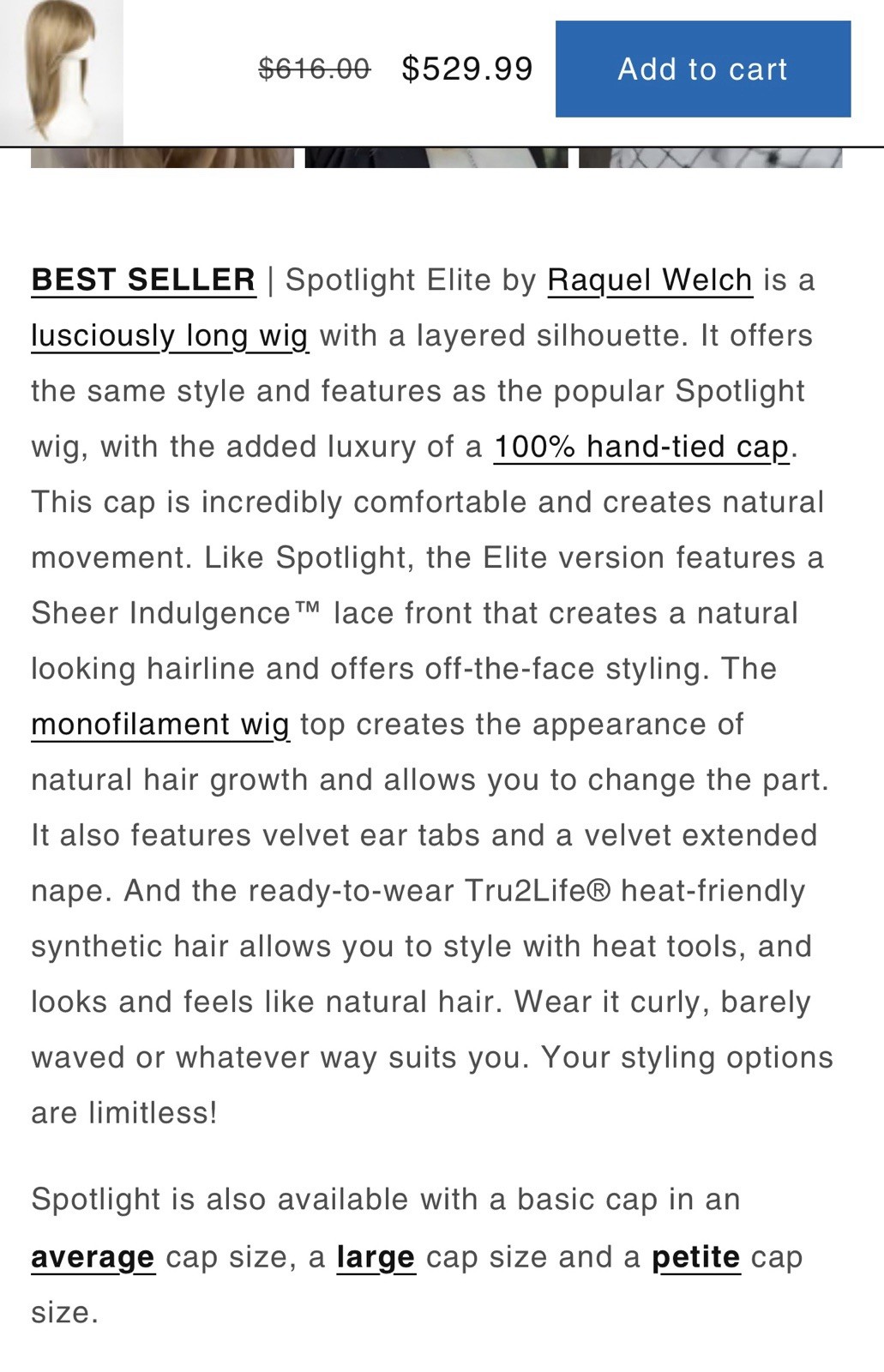 RAQUEL WELCH “SPOTLIGHT ELITE” RL 6/30 Copper Mahogany Lace HandTied Reg. $616❤️