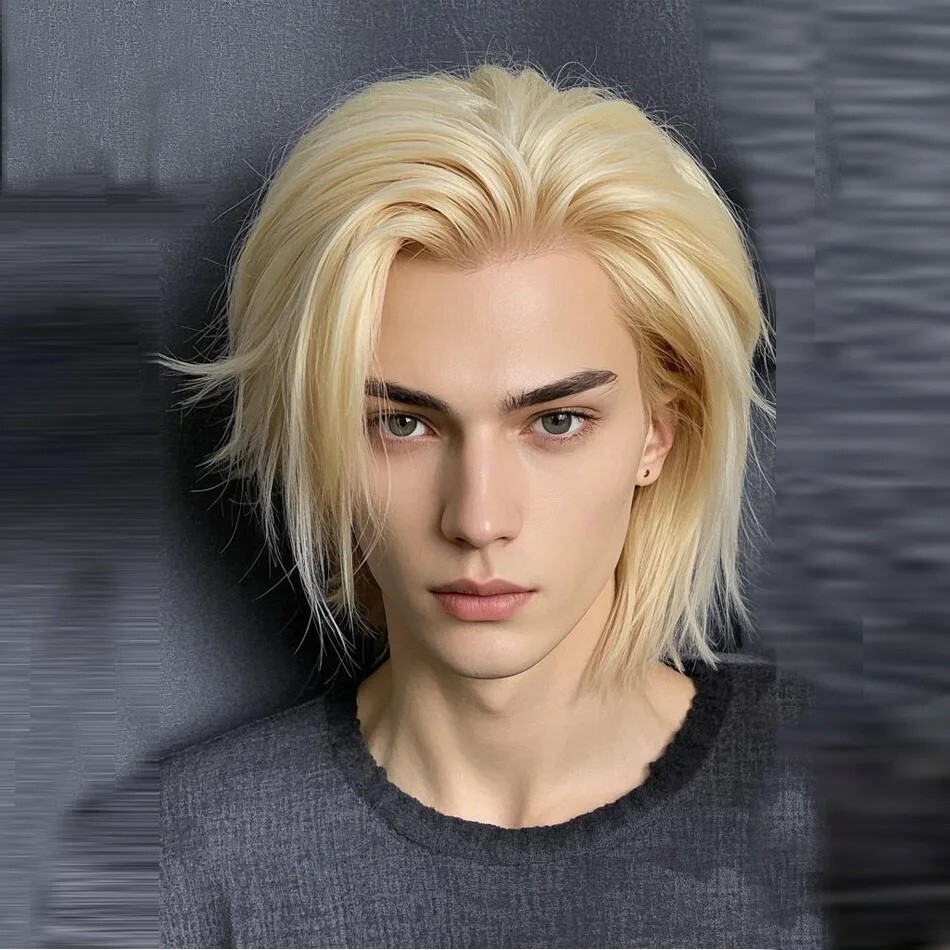 Short Cut Layered 13X4 Lace Front Wigs Brazilian Remy Blonde Human Hair For Men