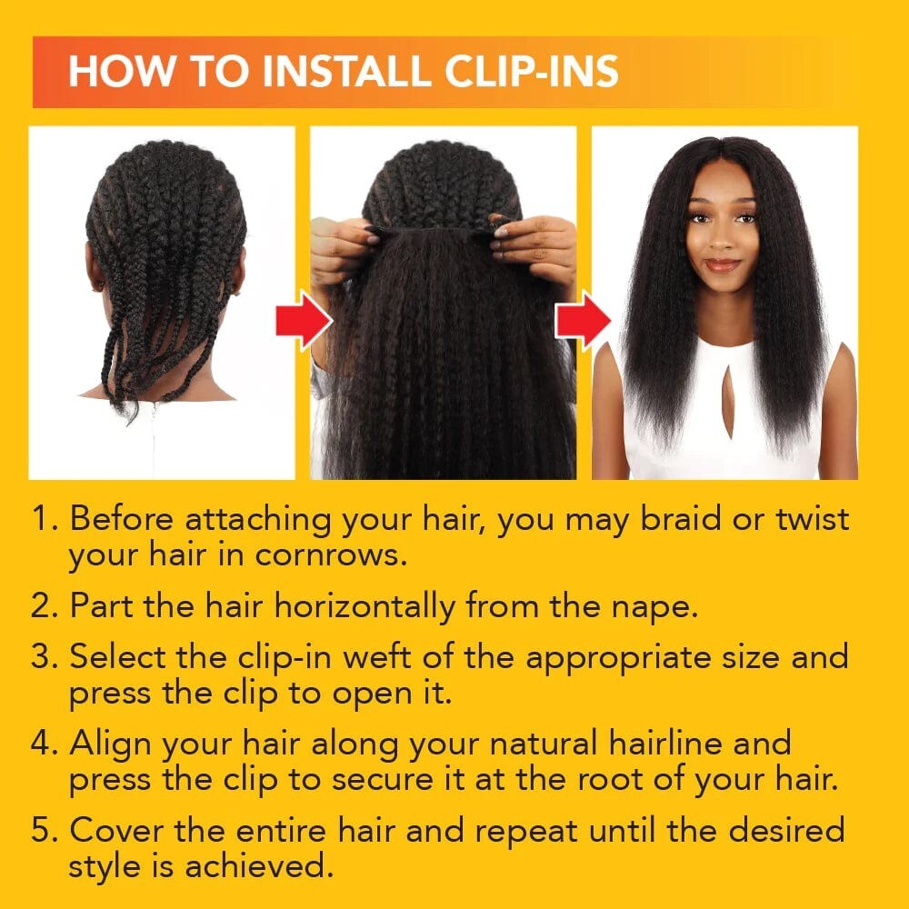 Luv Clip In 9pcs Natural Kinky Straight 18in