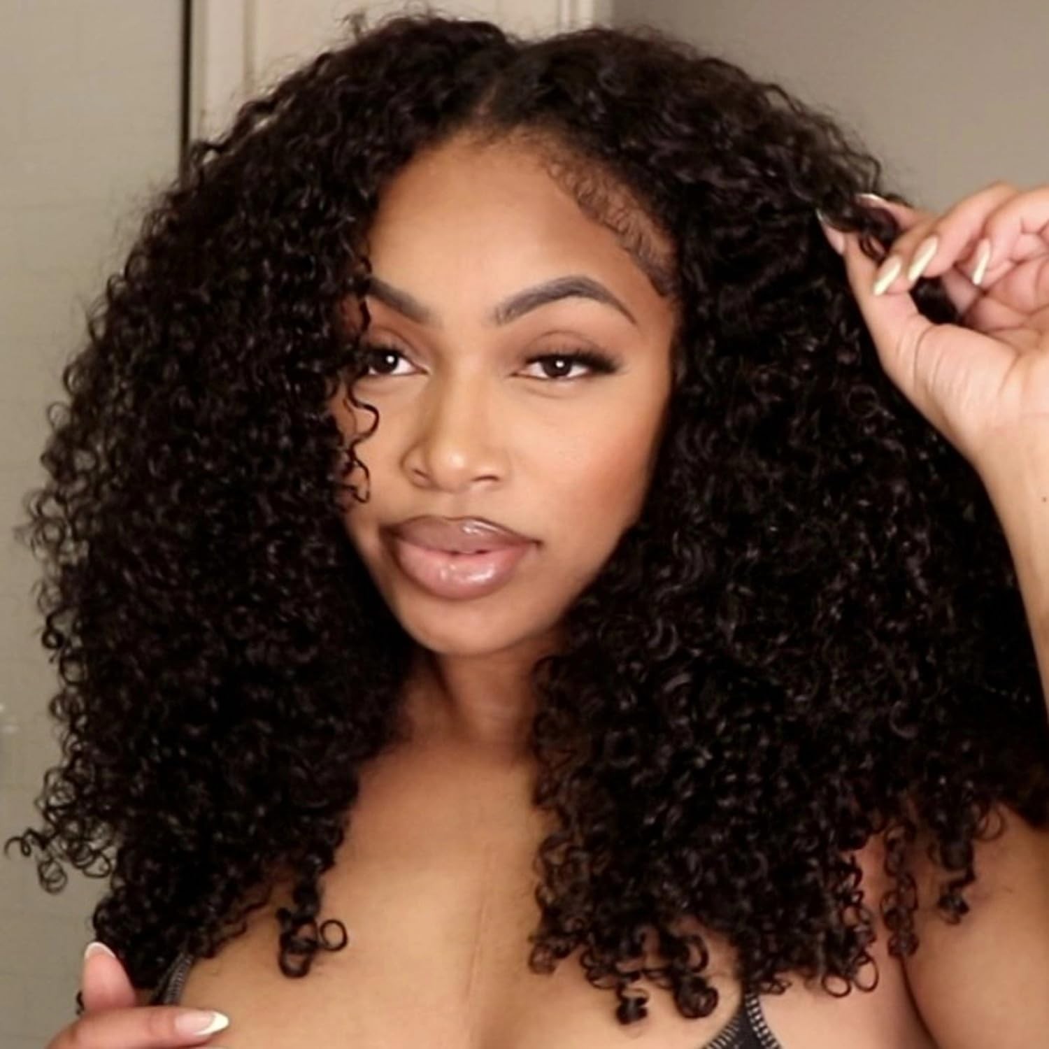 Kinky Curly V Part Wigs Human Hair No Leave Out Upgraded U Part Wigs for Women