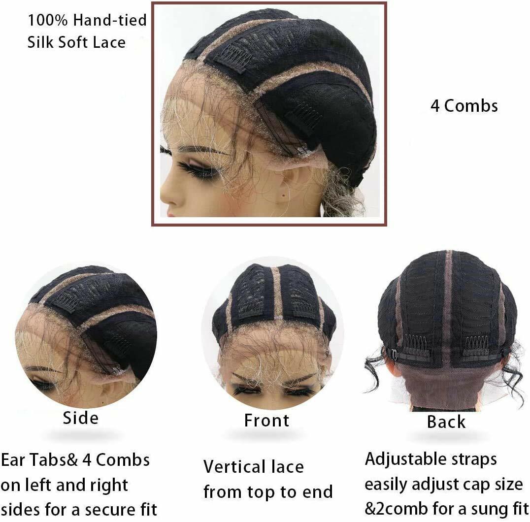 Cornrow Braided Lace Front Wig African Glueless Box Braids Wig Gray Blonded 34”