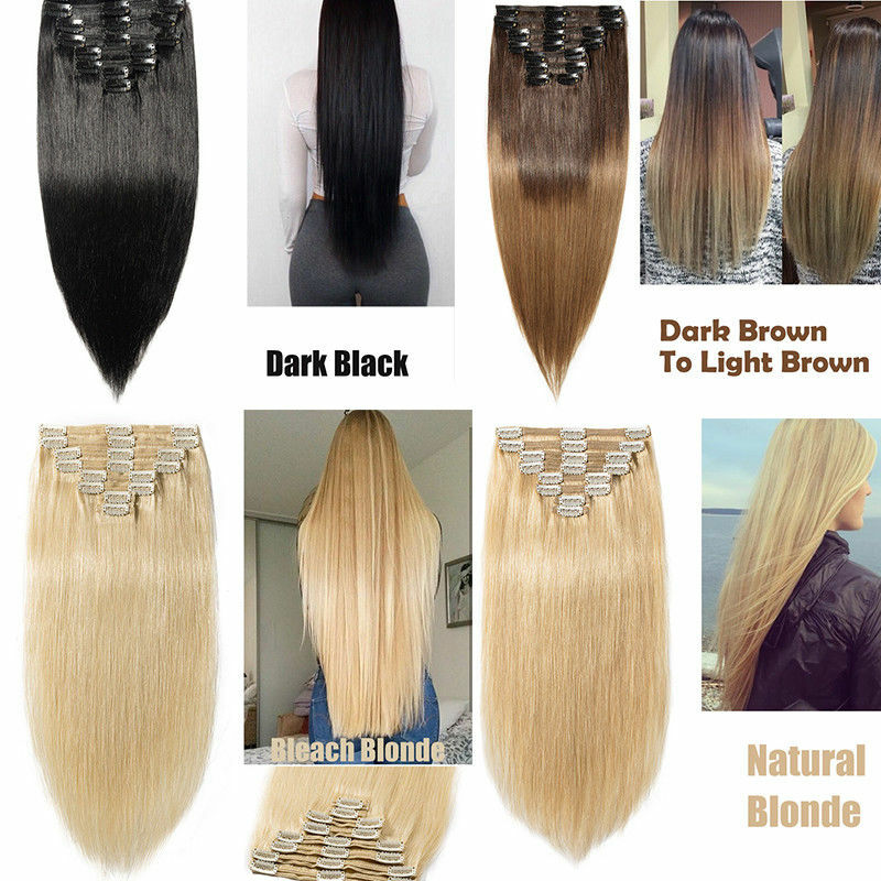Long Straight Weave Clip In Remy Human Hair Extensions Full Head Thick 180g L85