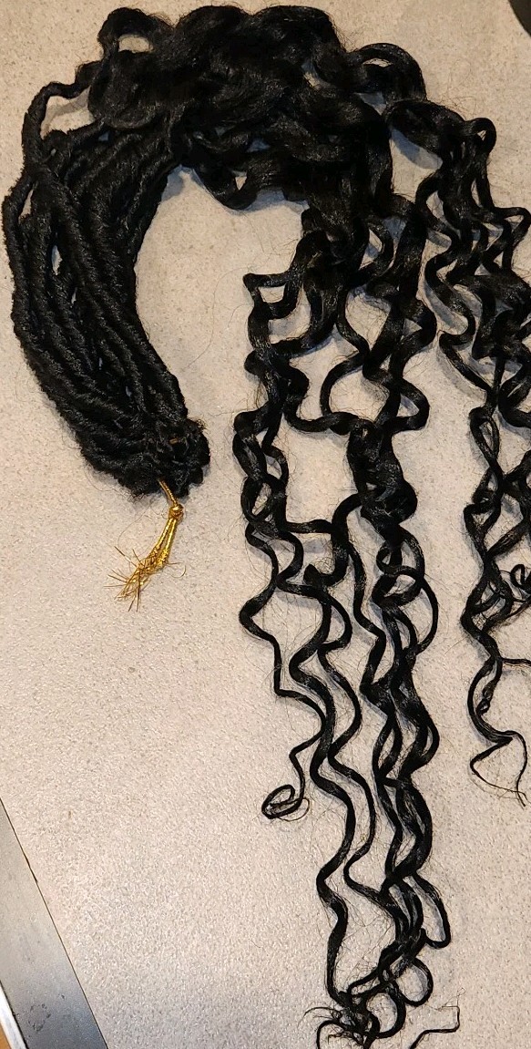 24″ Long Deep Wave Hair Extensions Goddess Locs Crochet Loop Faux Black Woman 1B