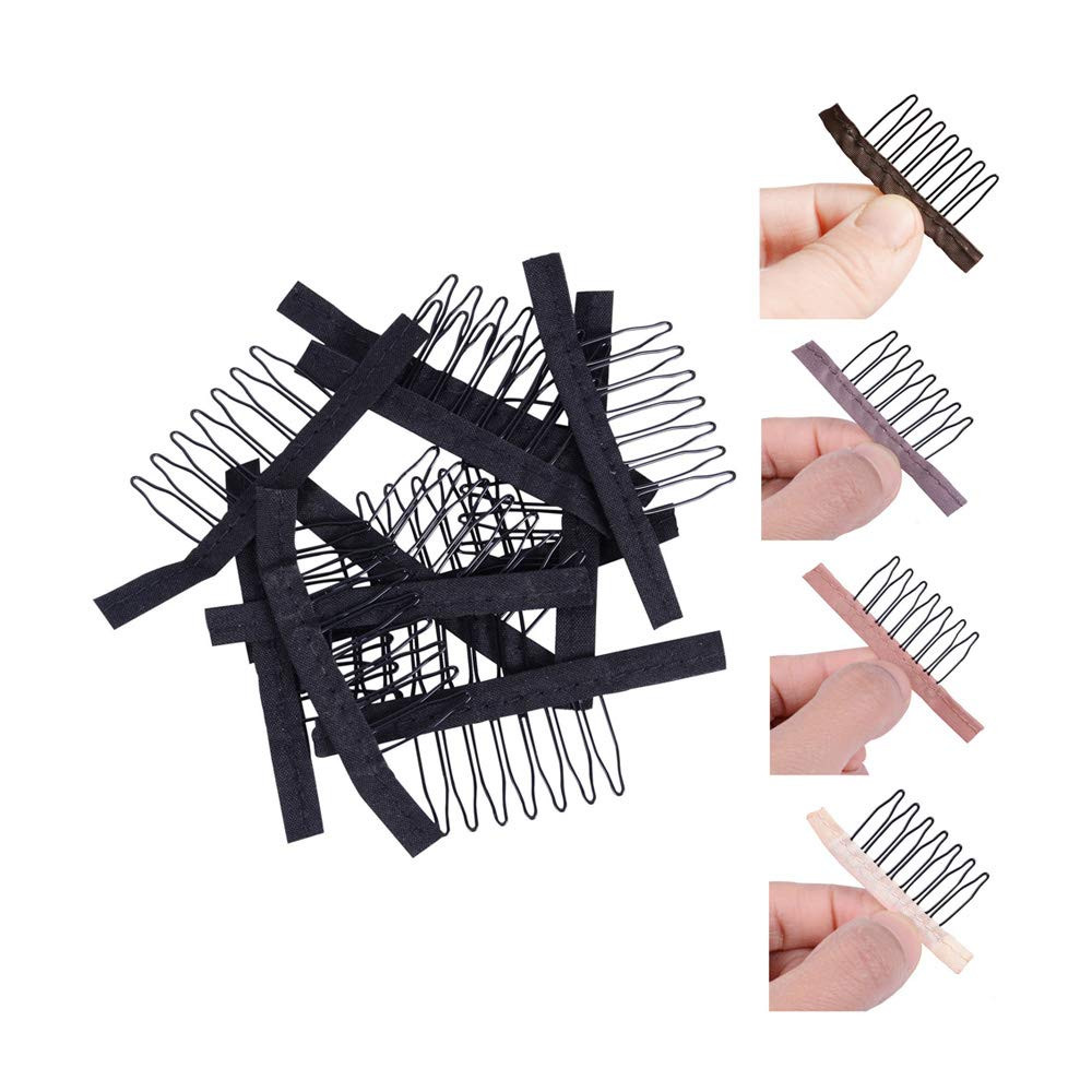 24 Pieces Steel Cloth Wig Combs and Clips Set – 7-Teeth Hair Accessories Tools f