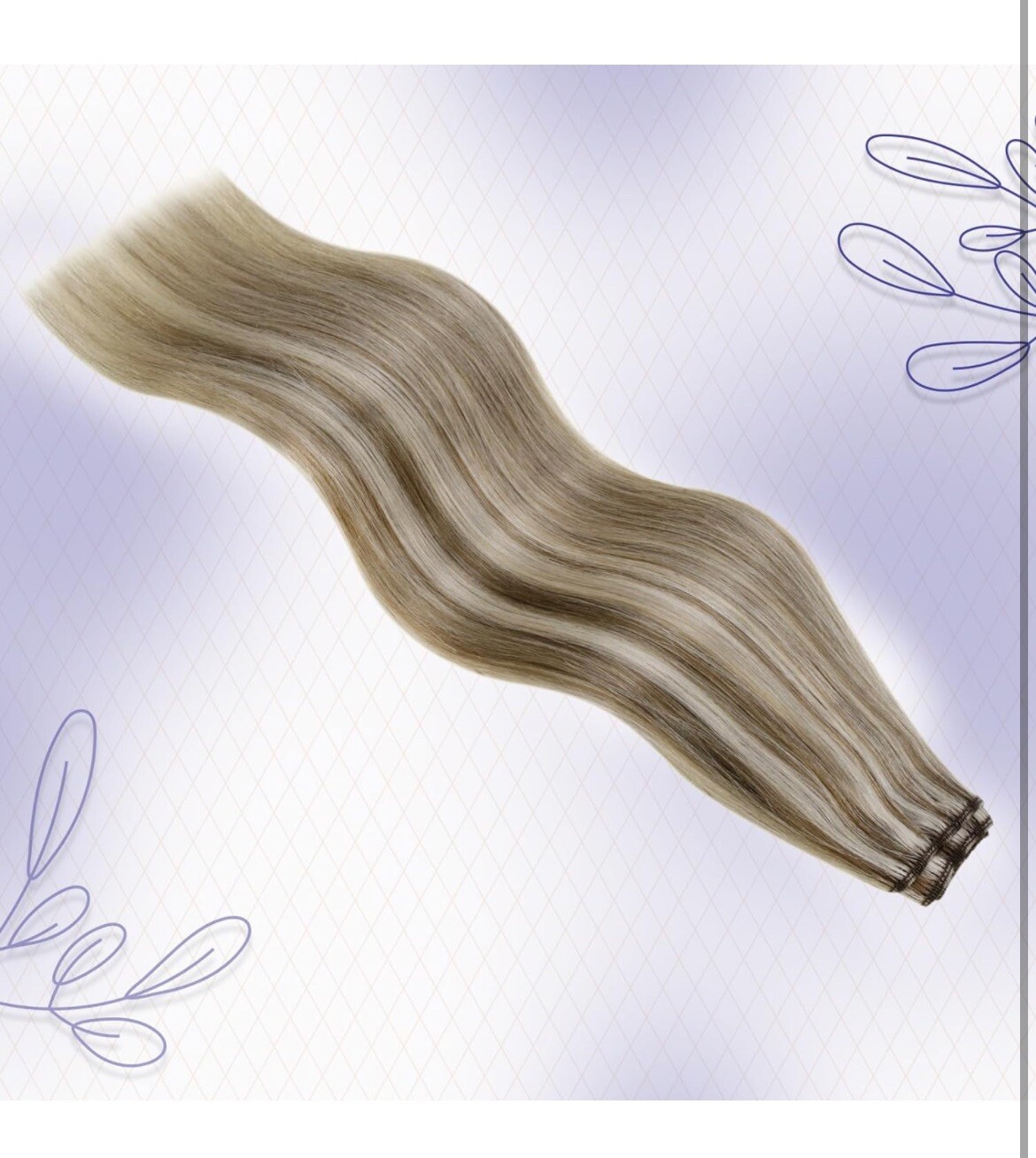 14 INCH LaaVoo REMY HUMAN HAIR WEFT – 80G LIGHT BROWN/ BLONDE HIGHLIGHTS #P8/60