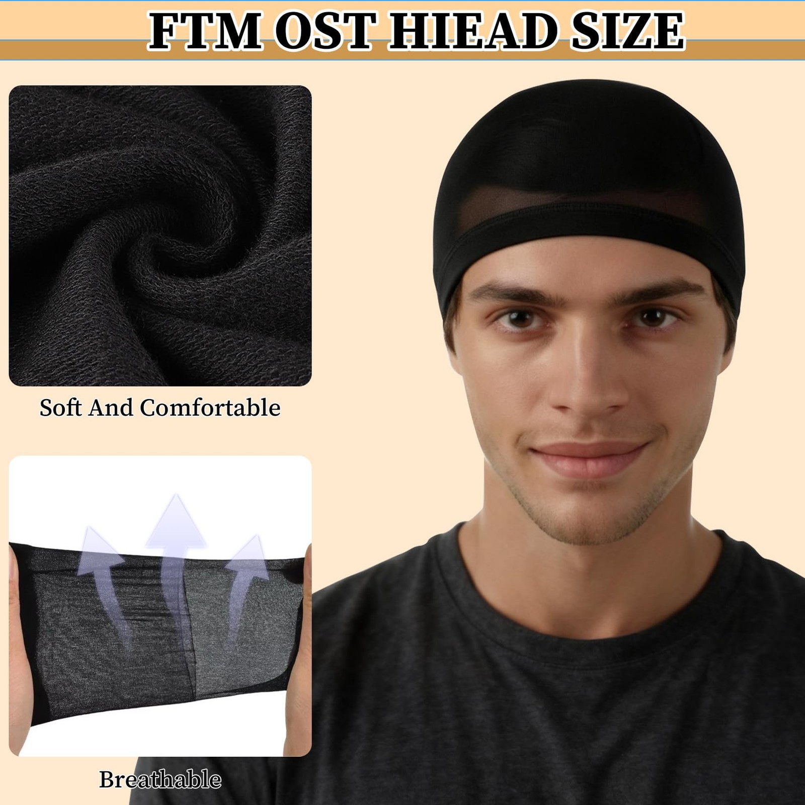 20-Pack Wave Caps for Men – Stretchy Nylon Skull Cap, Wide Elastic Band Anti-…