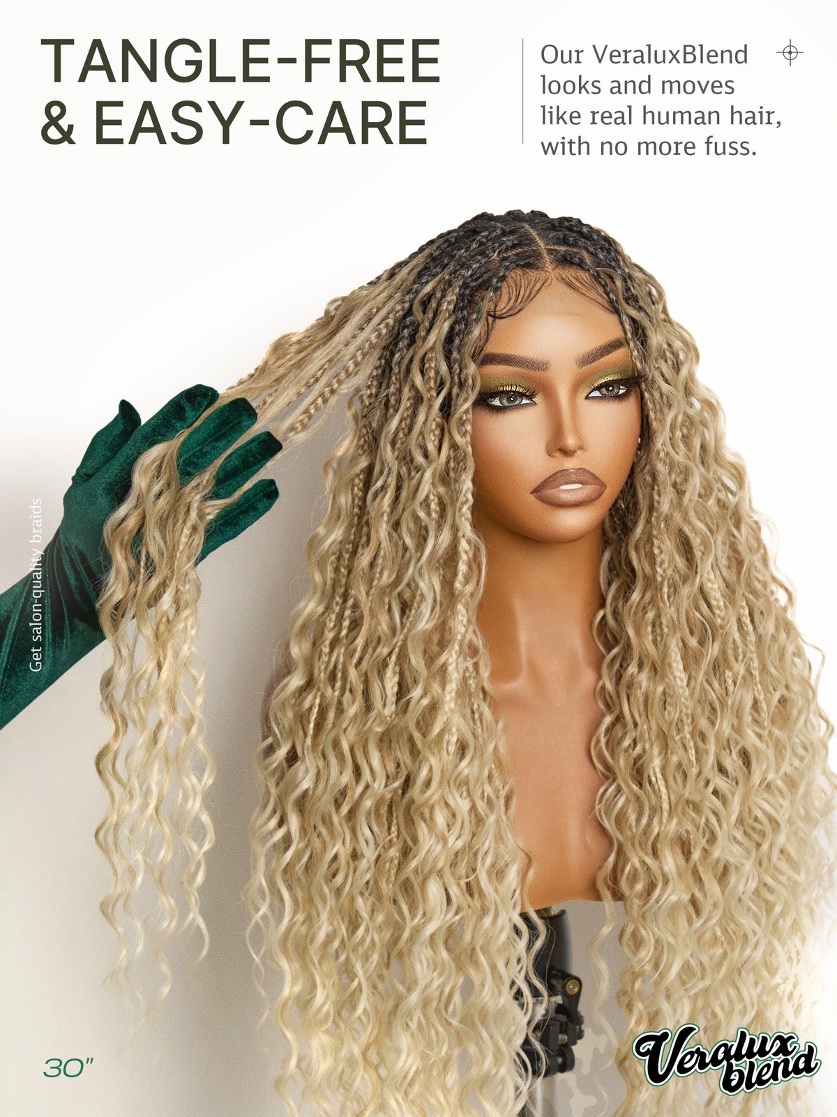 Frodio Braided Wig Veralux Fiber Full Lace Boho Curly Water Wave Synthetic