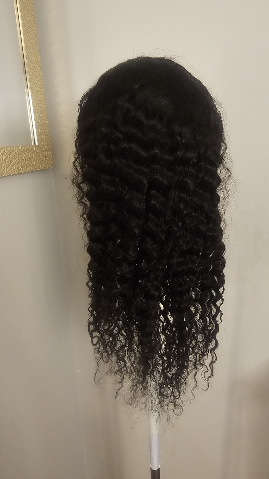 High Quality natural 24 ” water wave 100% Virgin Human Hair Lace closure Wig.