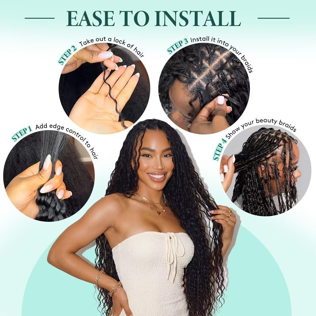 Boho Hair for Braiding, Curly Virgin Human Braiding Hair for Women, 12A Knotless