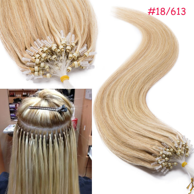 16-24Inch Easy Loop Micro Ring Bead 100% Real Remy Human Hair Extensions 200S US
