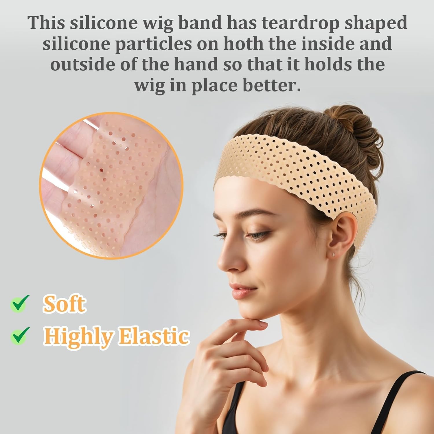 Adjustable Silicone Wig Headband Grip, 2 PCS Wig Grip Band Adjustable Elastic…