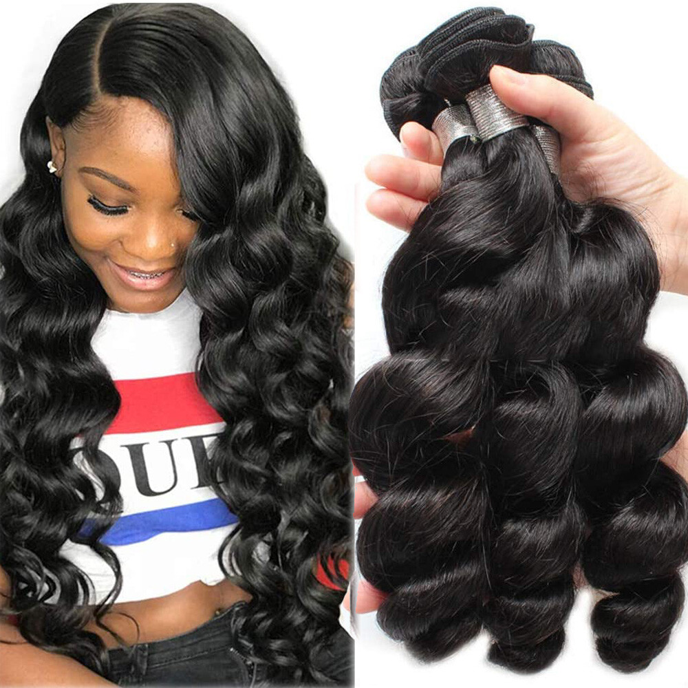 12-30inch Deep Loose Wave Virgin Human Hair Extensions Peruvian/Indian 3Bundles