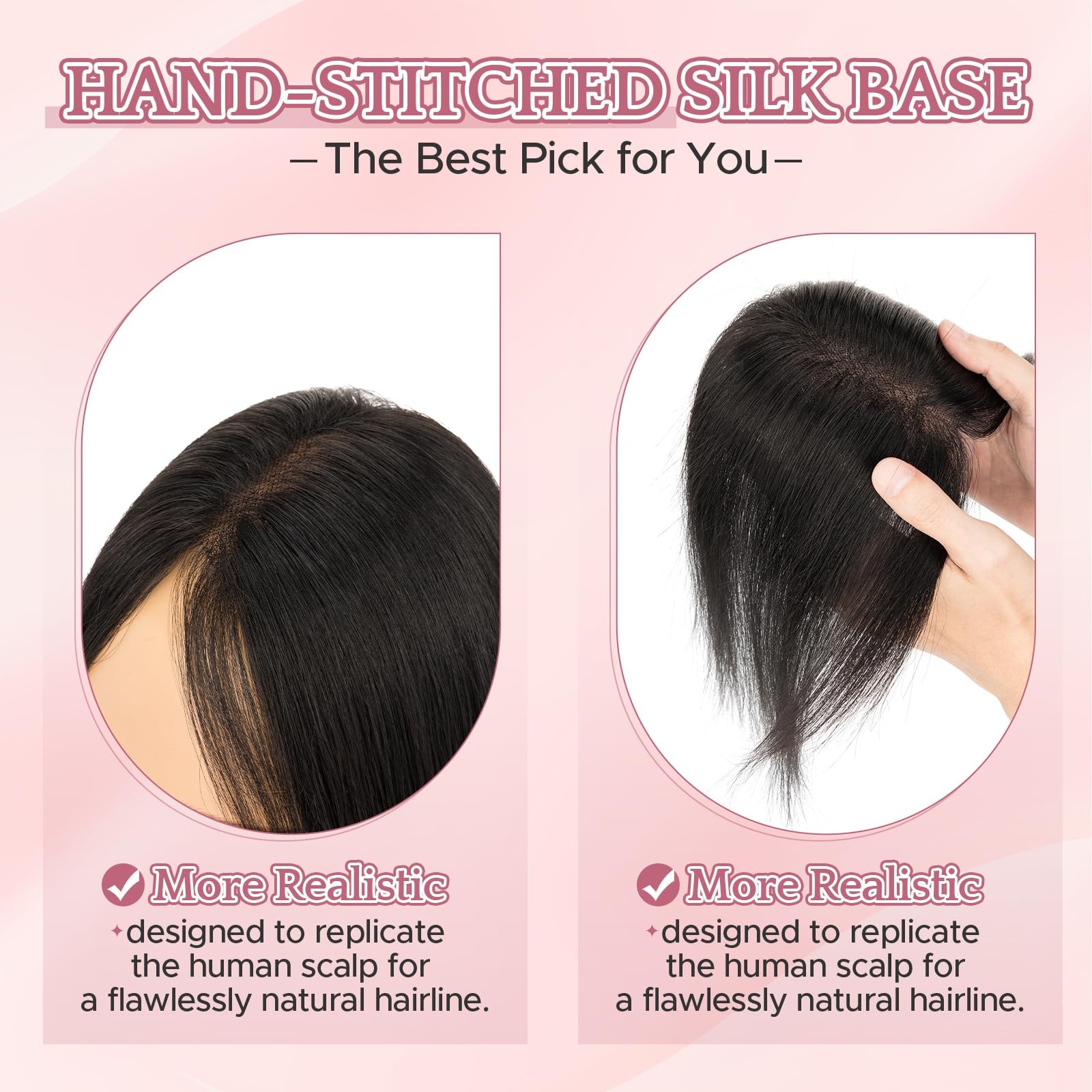 Sego Human Hair Toppers Bangs For Women Double-Layer Hand-Stitched Thinning