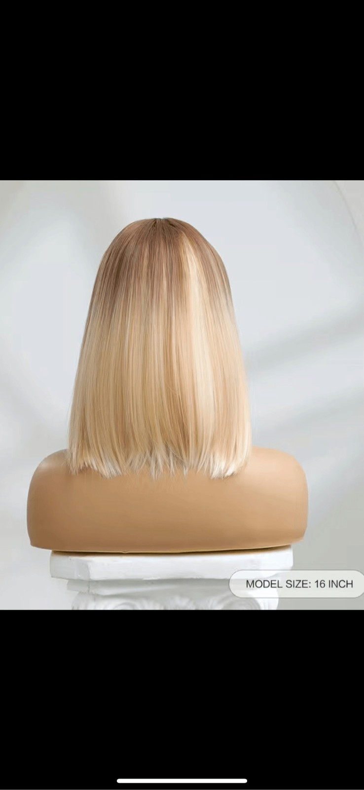 Blonde and beige highlighted 16 inch Shoulder length straight bob with middle pa