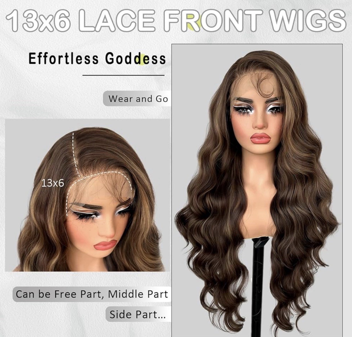 Light Brown 30 Inch Lace Front Wig synthetic – Body Wave