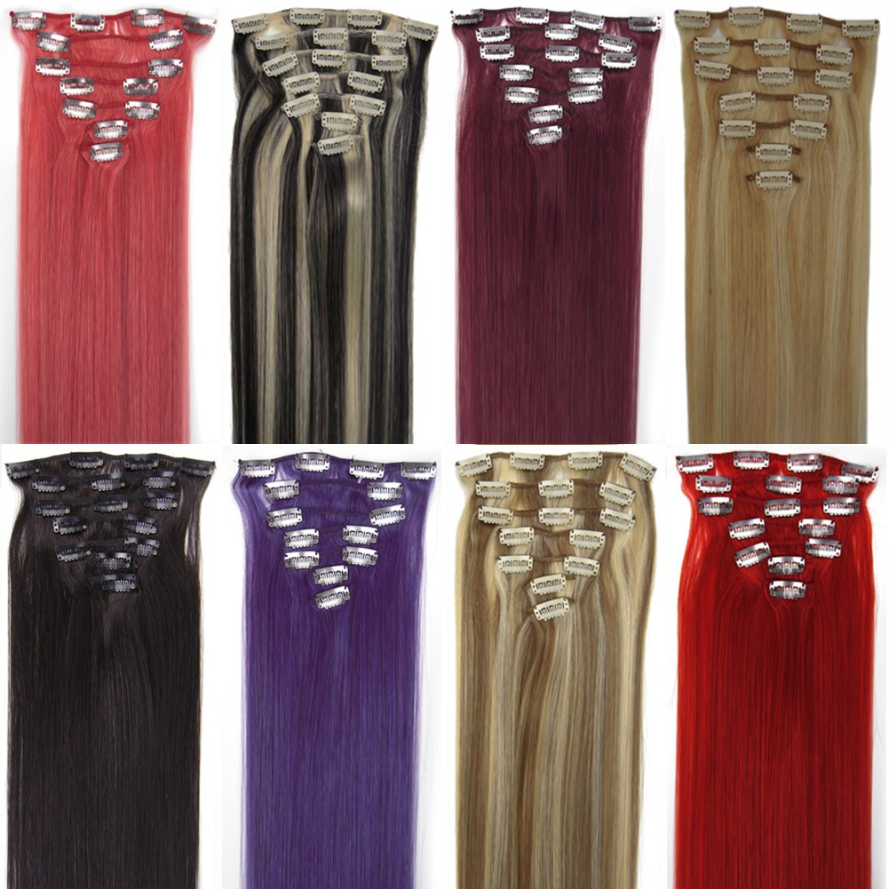 Full Head Double Weft Clip in on Remy Human Hair Extensions Thick European Hair