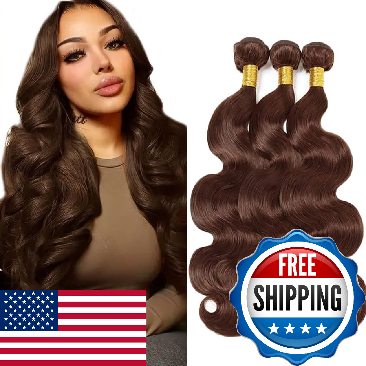 Raivide 26 26 26 Inch Color 4 Bundle Chocolate Brown Body Wave Human Hair