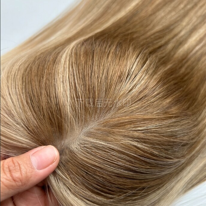 Silk Top Base Women Human Hair Topper 10-20 inch Highlight Blonde Hair Extension