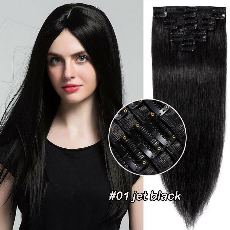 Remy Soft Clip In 100% Human Hair Extensions Curly Full Head Short&Long USPS 7A