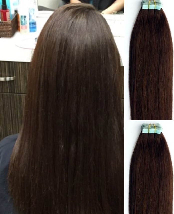 18″,20″ 100gr,40pc,Tape in Hair Extensions 100% Remy Human Hair #2 Darkest Brown