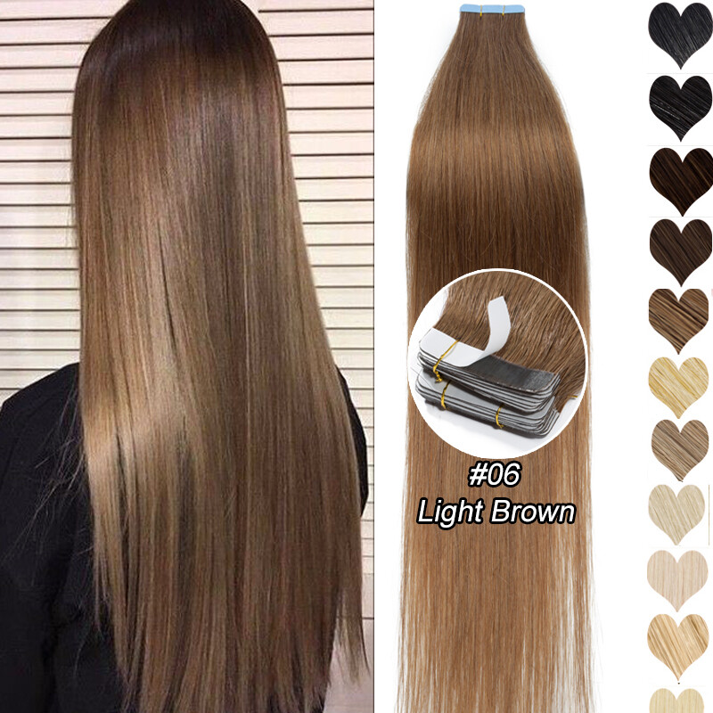 Remy Tape in 100% Human Hair Extensions Skin Weft Blonde Black Brown Dark 150G+