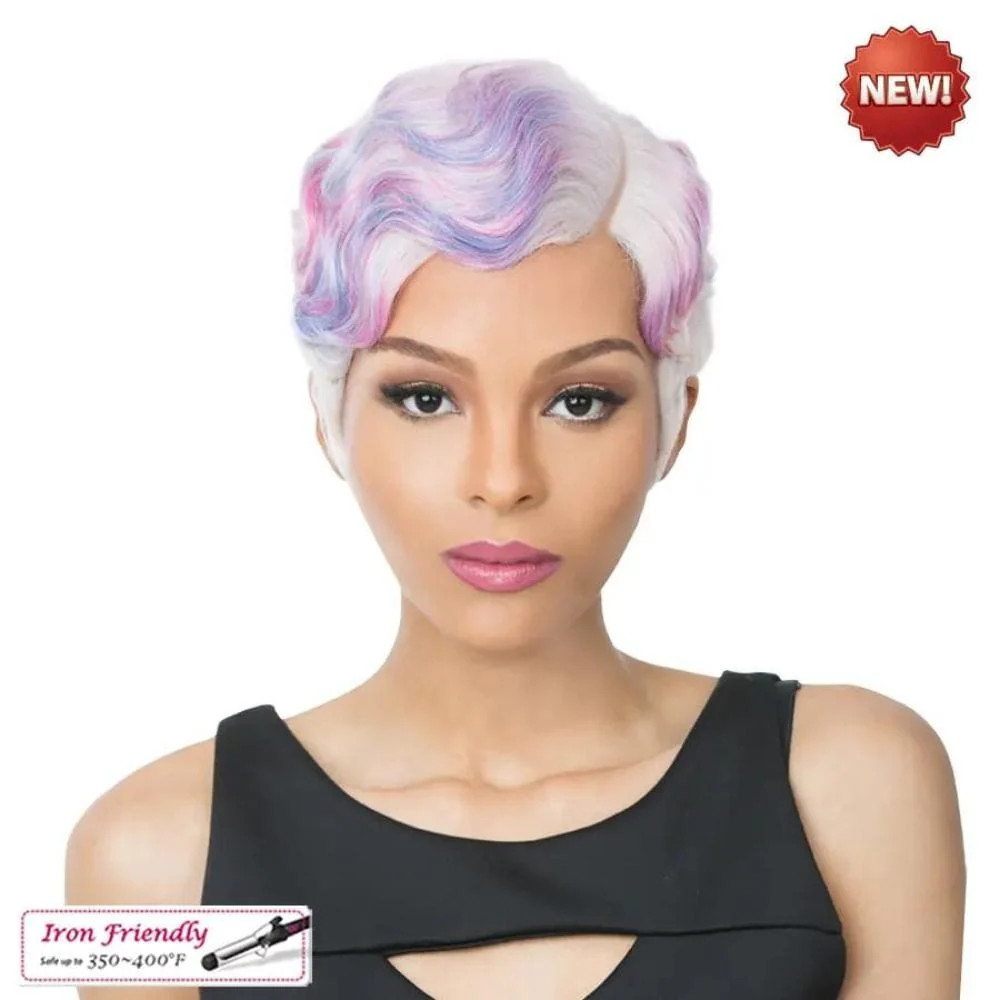 It’s a Wig! Synthetic Finger Wave Pixie Wig – NUNA