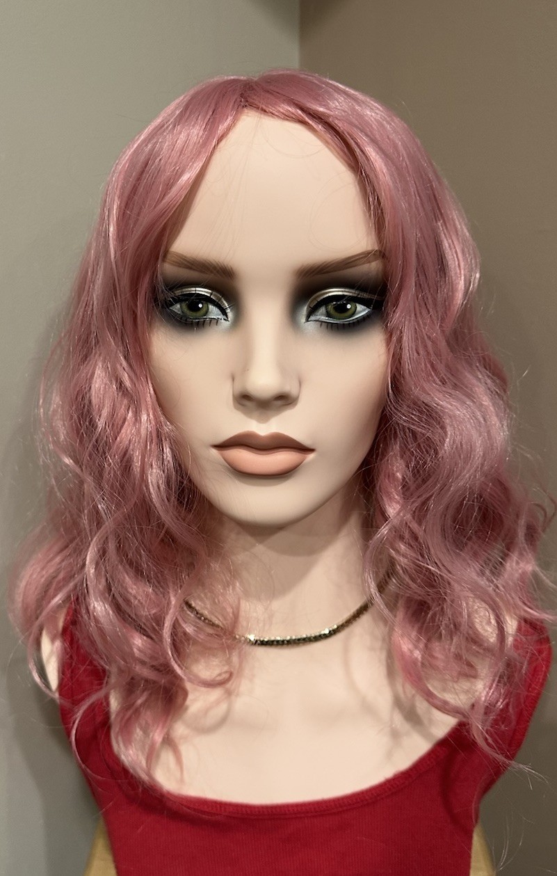 Beshe ? Lace Front Pink Curled Wavy Punk Grunge Gothic Wig 14”