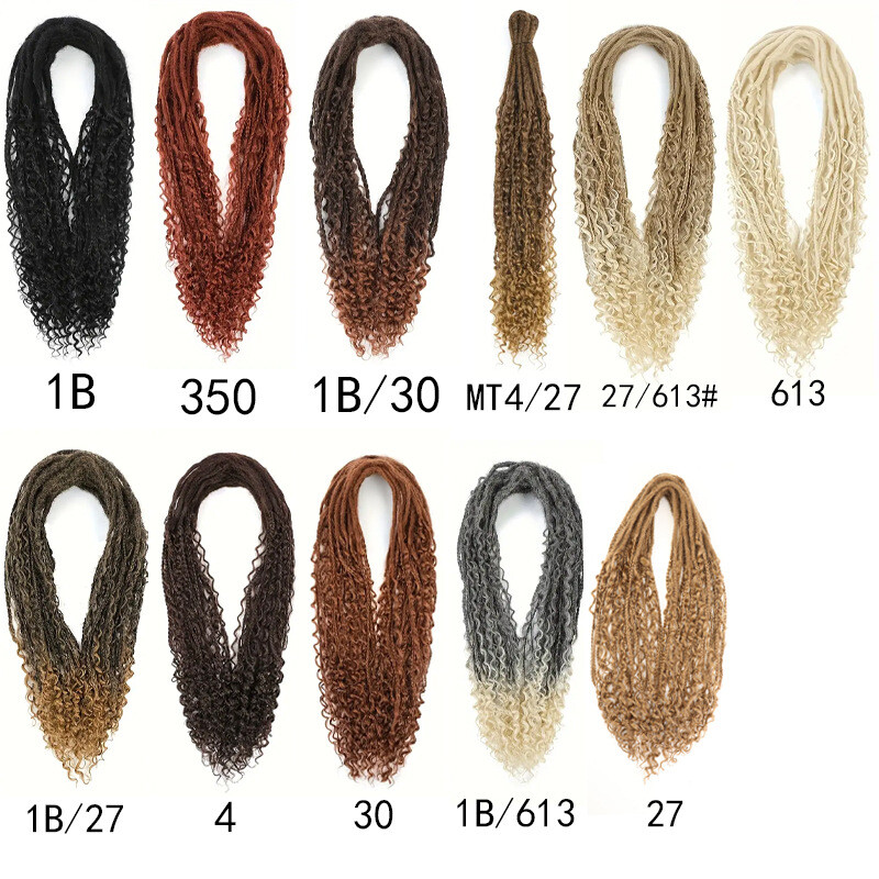 24inch Double Ended Dreadlocks Extensions 0.6cm Boho Curly Locs Synthetic Dreads