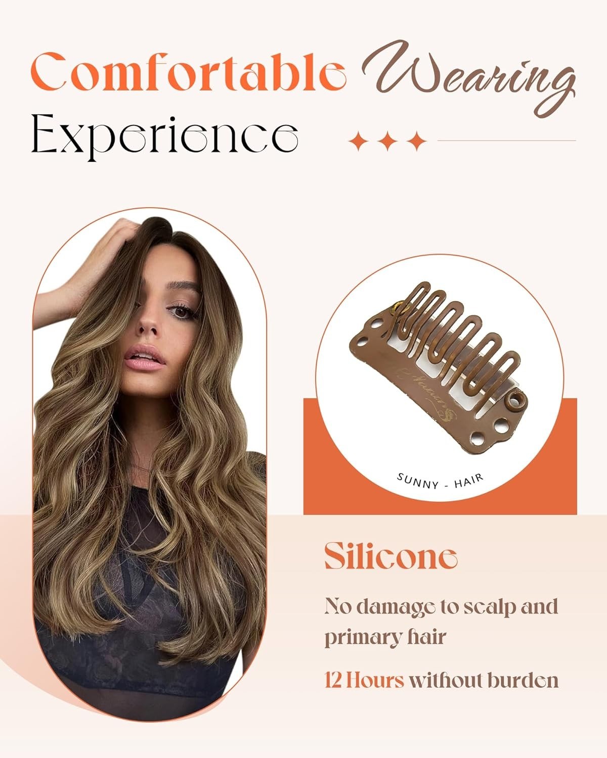 Sunny Hair CLIP-IN 18in Brown/Blonde Straight Human Hair Extensions CP 4-4-27