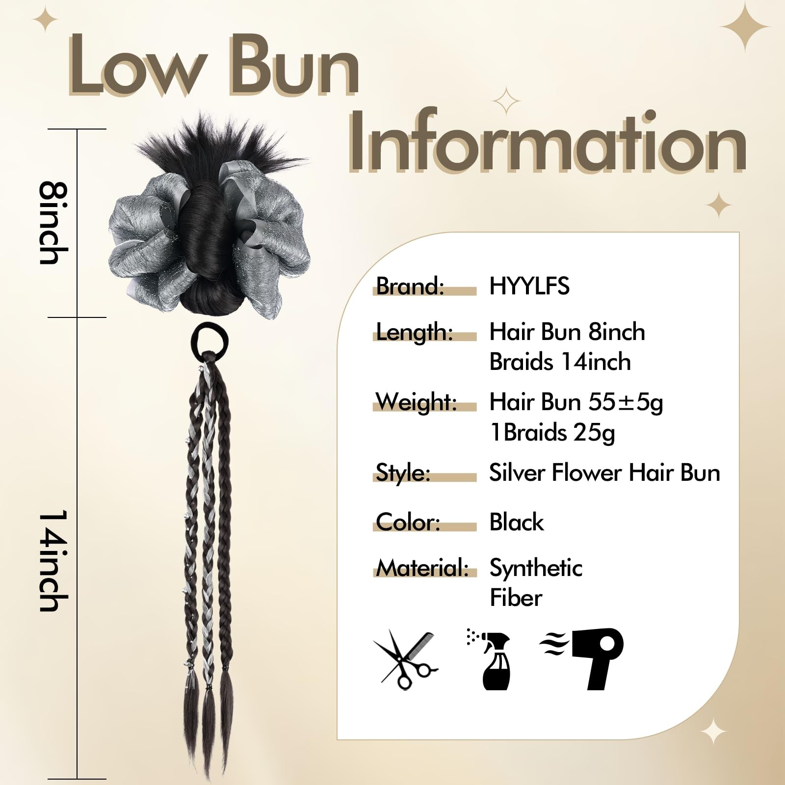 Black Hair Bun,Clip-On Feathered Bun Hair Pieces for Women Synthetic Sick Bac…