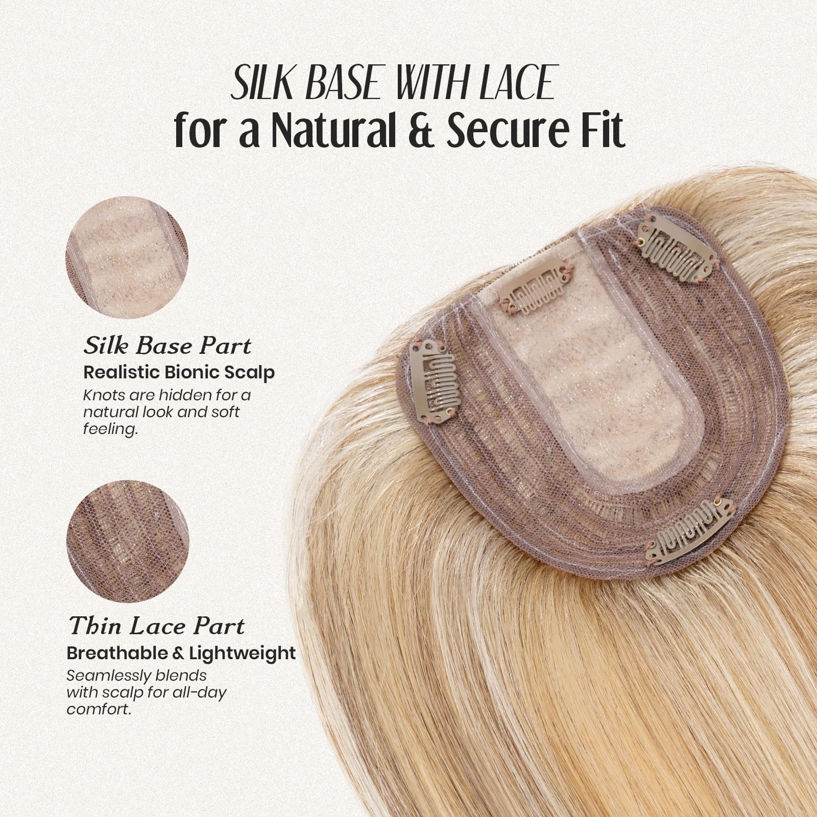 My-Lady Human Hair Toppers For Women Real Human Hair Thin 10 12Cm Silk Base
