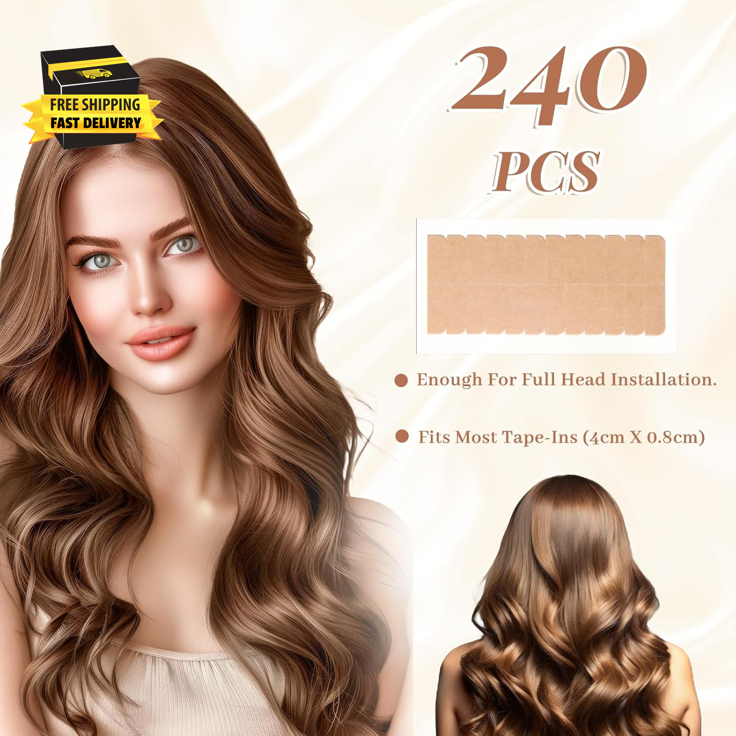 240 Pcs Hair Extension Tape, Double Sided Strong Adhesive Replacement Hair Tape