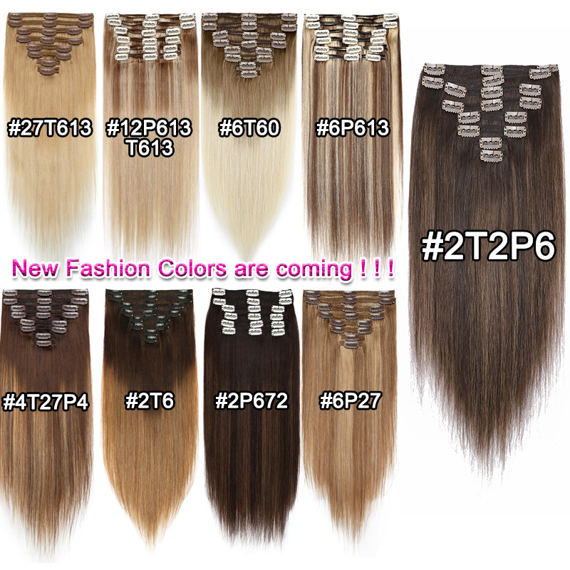 Thick 8PCS 18Clips 100% Real Human Hair Extensions Double Weft Remy Hairpiece US