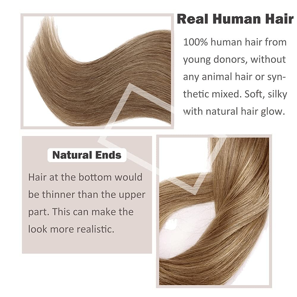 Hairro Tape In Human Hair Extensions 16 Inch Long Straight 27 Dark Blonde 100G