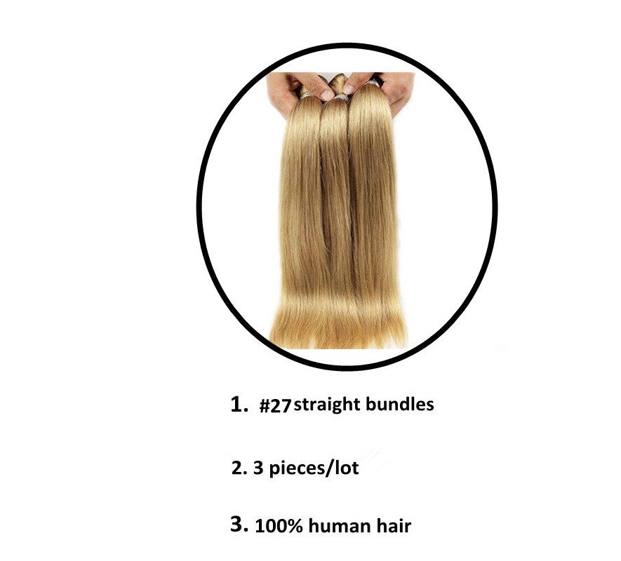 Honey Blonde #27 Virgin Brazilian Human Hair Weave weft One Bundle