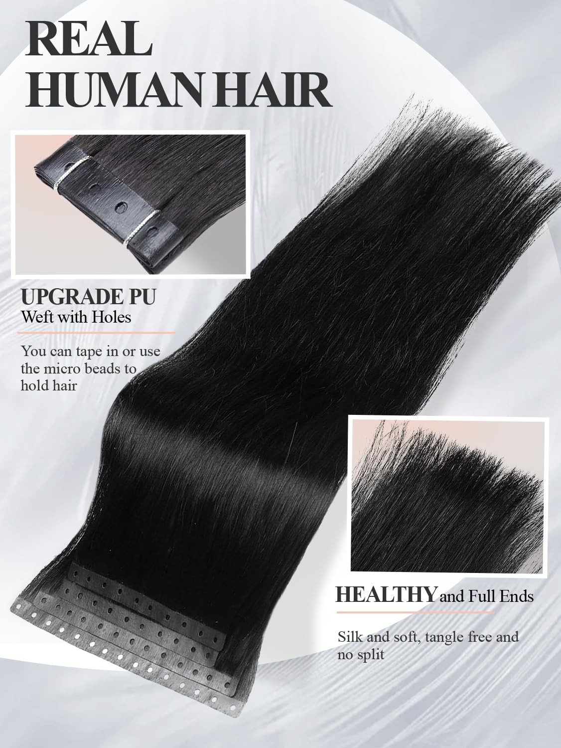 Hanne Fashion Invisible Beaded Weft Hair Extensions Human Hair Dual-Use Micro