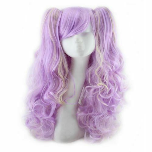 Halloween Lolita Full Curly Wig Pigtails Wavy Hair Cosplay Costume Party