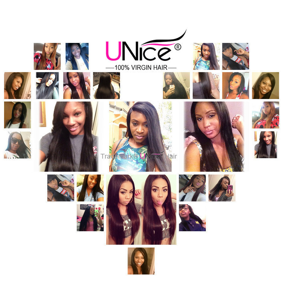 UNice Hair Indian Straight Human Hair Extensions 3 Bundles Virgin Hair Weaves US