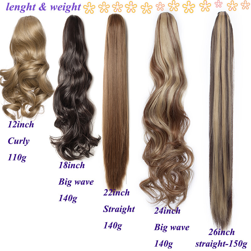 Hair Ponytail Clip In Hair Extensions Wrap Around Pony Tail Curly as Human Long