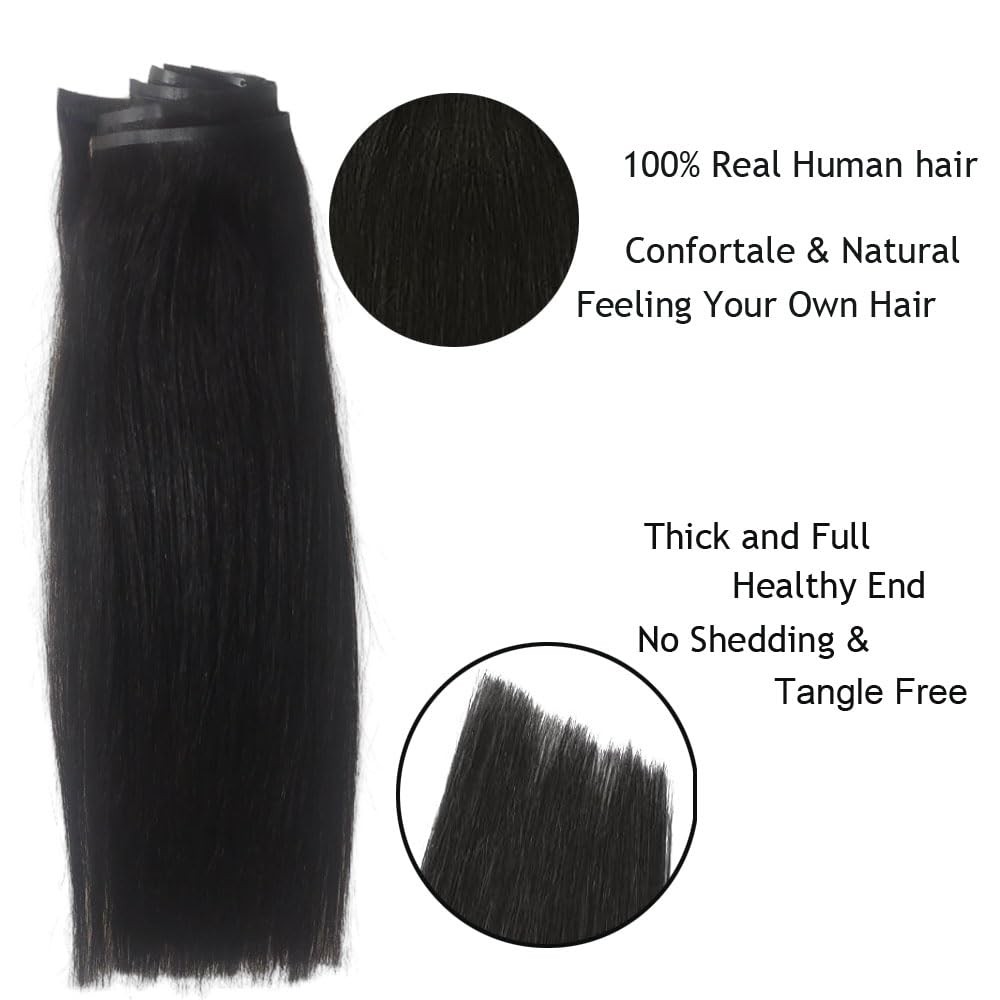 Clip in Extensions Human Hair 7pcs/70g Natural Chocolate Brown to Caramel Blo…