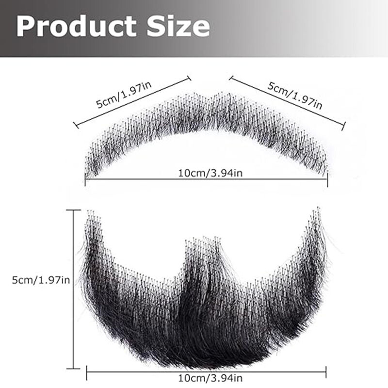 Fake Beard 100% Human REMY Hair Face Beard Mustache for Adults Men Film Makeup
