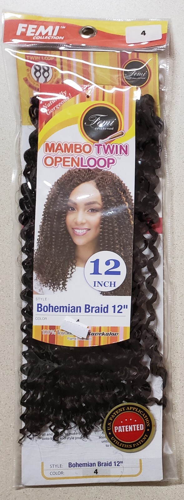 (Lot of 3) FEMI 12″ Bohemian Braid Color 2×2, 1×4 MAMBO TWIN OPEN LOOP CROCHET