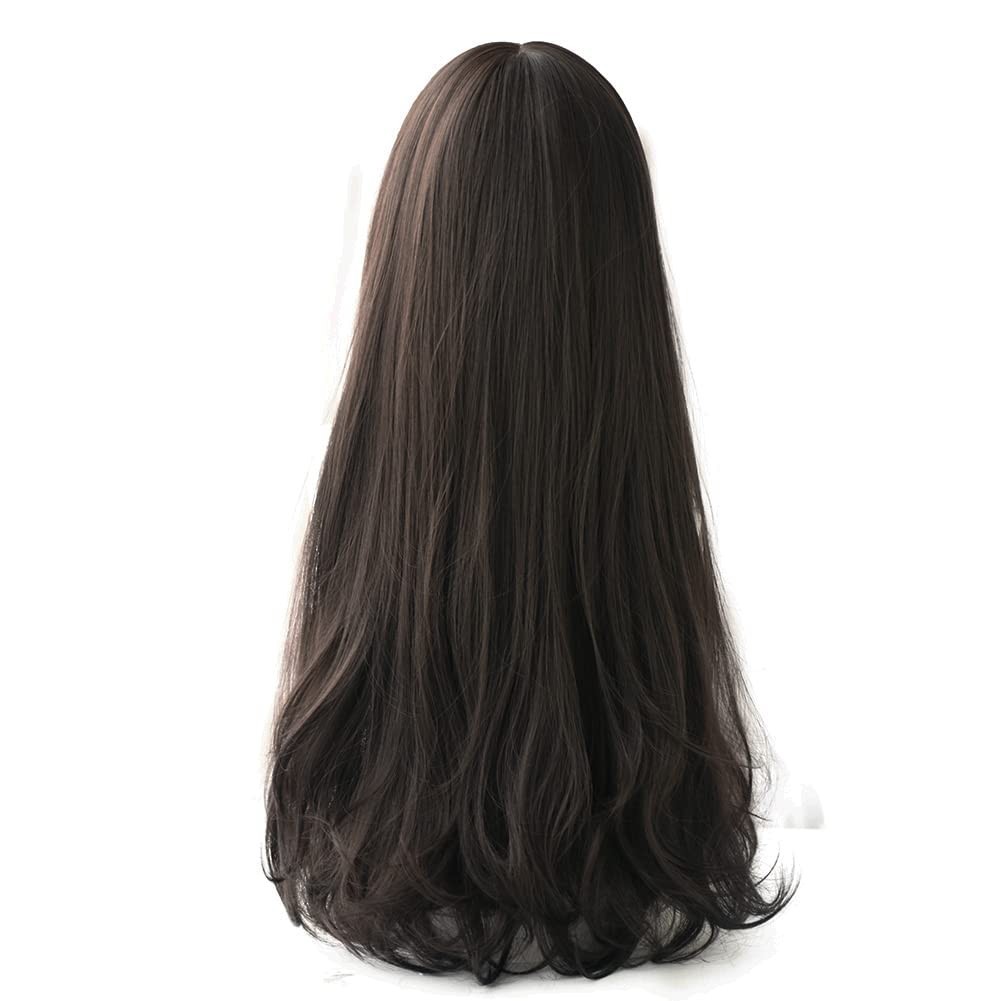 Long Black Wig With Bangs 25in Natural Looking Women Cosplay Costume Wig
