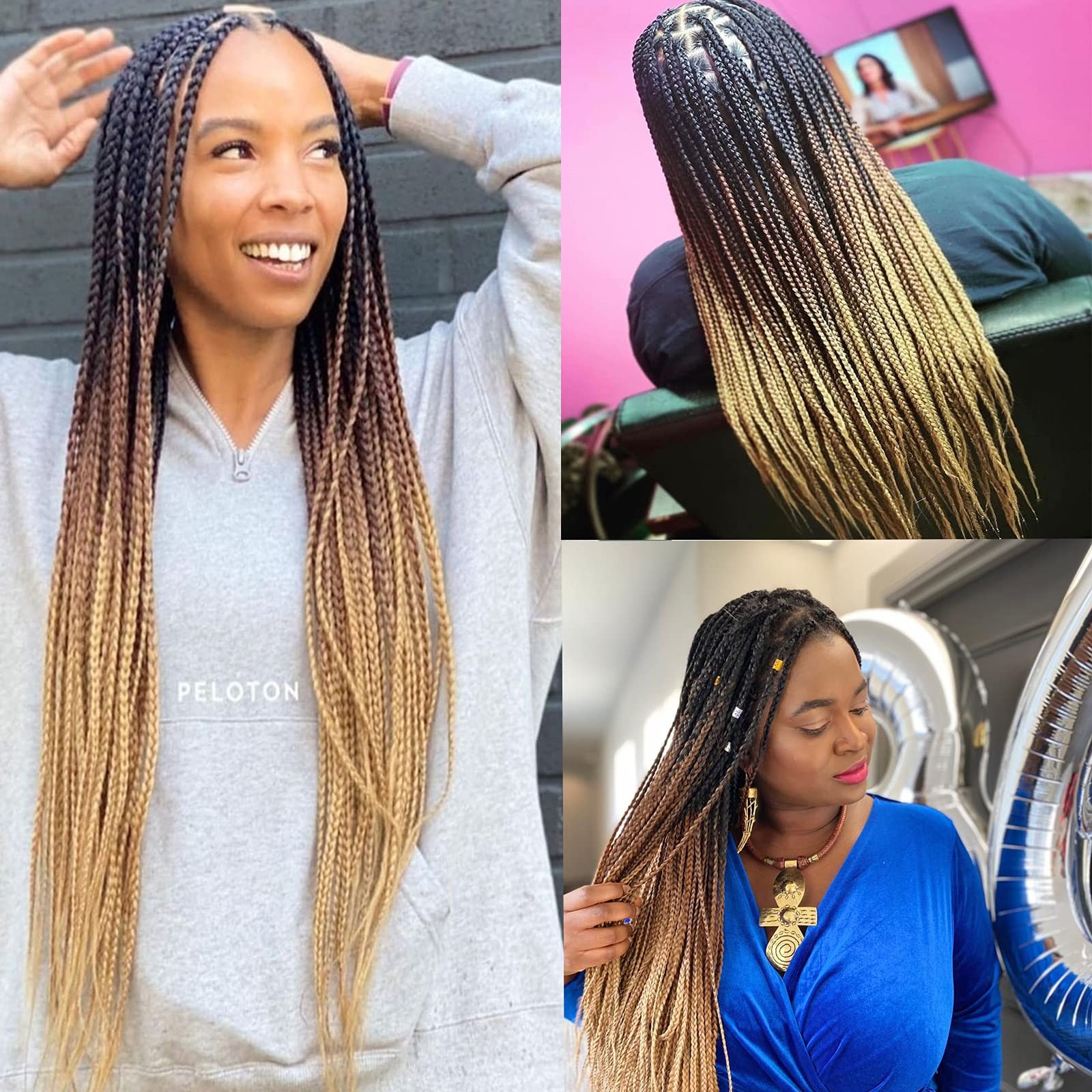 Crochet Box Braids 6Packs 22Inch Pre-looped Synthetic Crochet Braids for Blac…