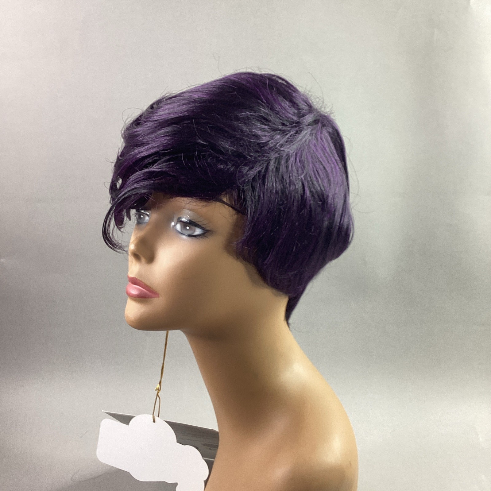 Halo Cutie Straight #Purple Black Human Hair Blend Full Wig