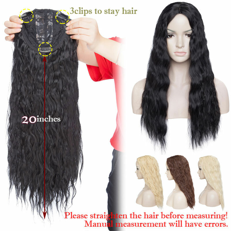 Thick Corn Wavy Topper Hair Clip In Mimic-Human Hair Extension Full Head Brown